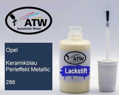 Opel, Keramikblau Perleffekt Metallic, 286: 20ml Lackstift, von ATW Autoteile West.